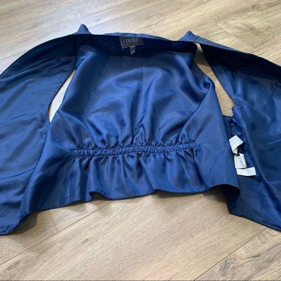 𝅺A.D.A Vintage Blue Leather Snap Button Up Unisex Dress Vest. - Picture 7 of 16